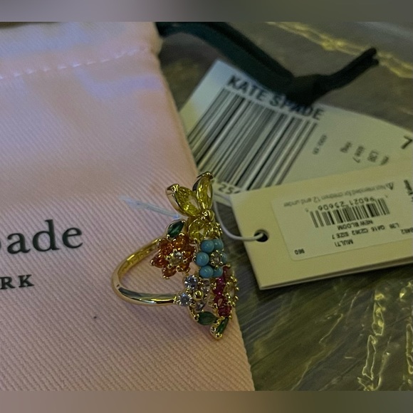 KATE SPADE-NWT Multi-Stone Floral Butterfly Statement Ring - Picture 6 of 15